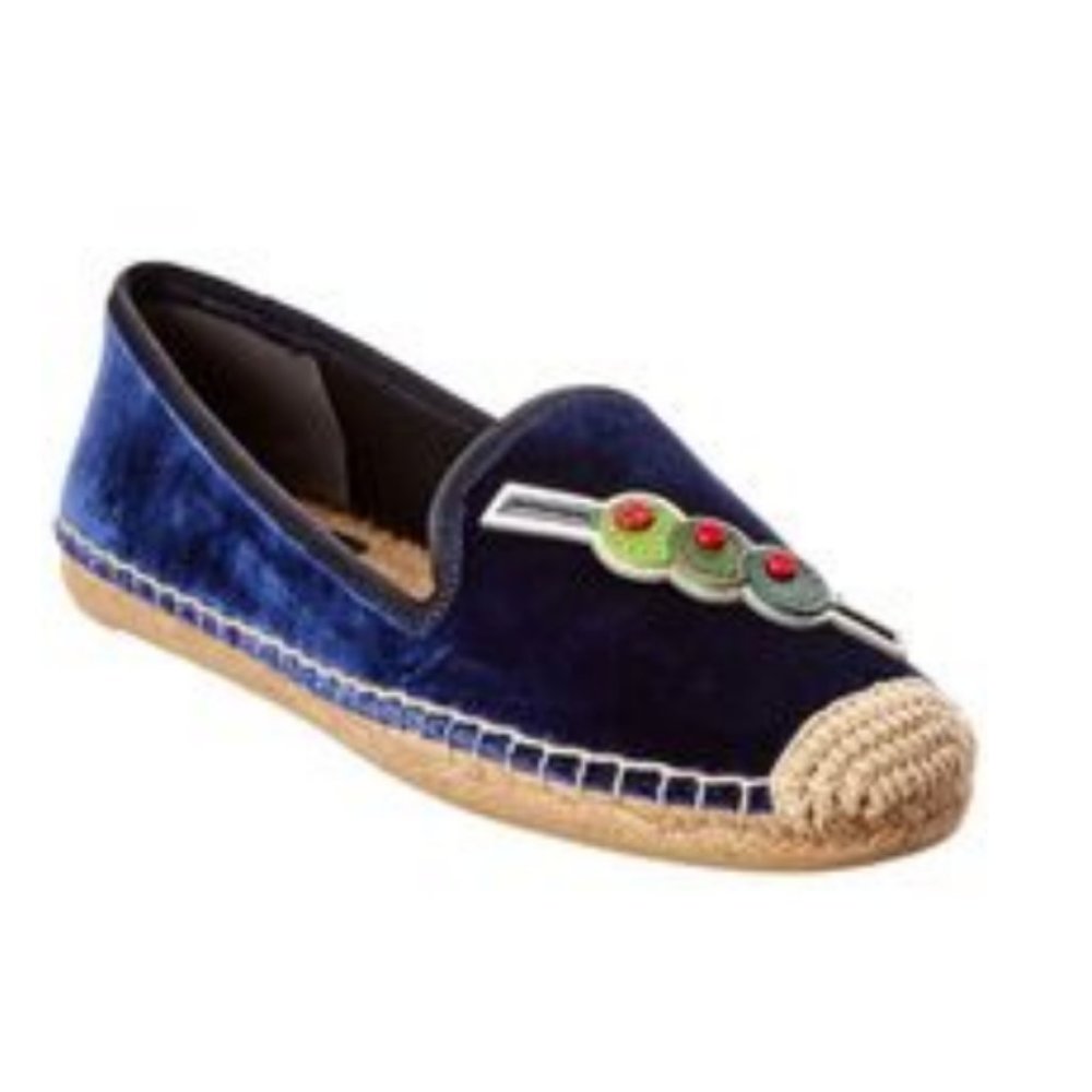 TORY BURCH BLUE NOTTE VELVET MARTINI & OLIVE ESPADRILLE sz6 SMOOTH & SEXY - Picture 2 of 10
